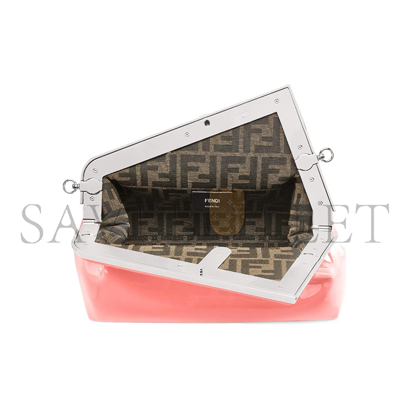 F**di first midi oversized f metal clip patent leather shoulder crossbody clutch 8bp137ansnf1k3a (30*20*14cm)